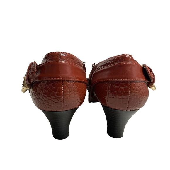 AJ Valenci Women's Brown Leather Chunky Heel Slip-on Ankle Boots Size 7 - Picture 3 of 12